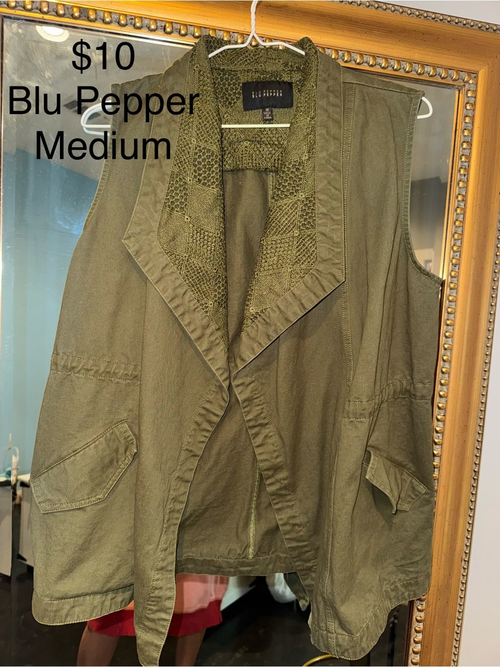 Blu Pepper Olive Utility Vest in Army Green